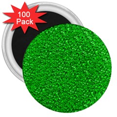 Sparkling Glitter Neon Green 3  Magnets (100 Pack)