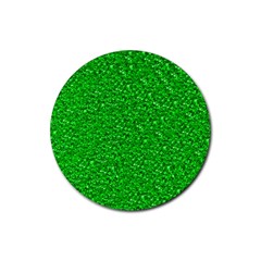 Sparkling Glitter Neon Green Rubber Round Coaster (4 Pack) 