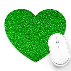 Sparkling Glitter Neon Green Heart Mousepads