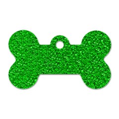 Sparkling Glitter Neon Green Dog Tag Bone (one Side) by ImpressiveMoments