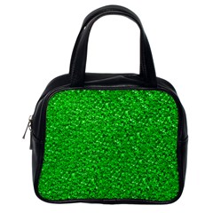 Sparkling Glitter Neon Green Classic Handbags (one Side) by ImpressiveMoments