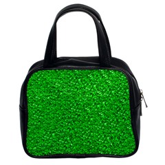 Sparkling Glitter Neon Green Classic Handbags (2 Sides)