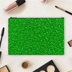 Sparkling Glitter Neon Green Cosmetic Bag (large) 