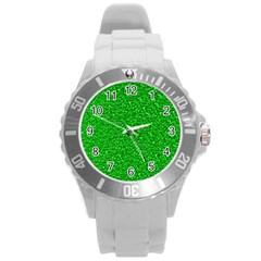 Sparkling Glitter Neon Green Round Plastic Sport Watch (l) by ImpressiveMoments