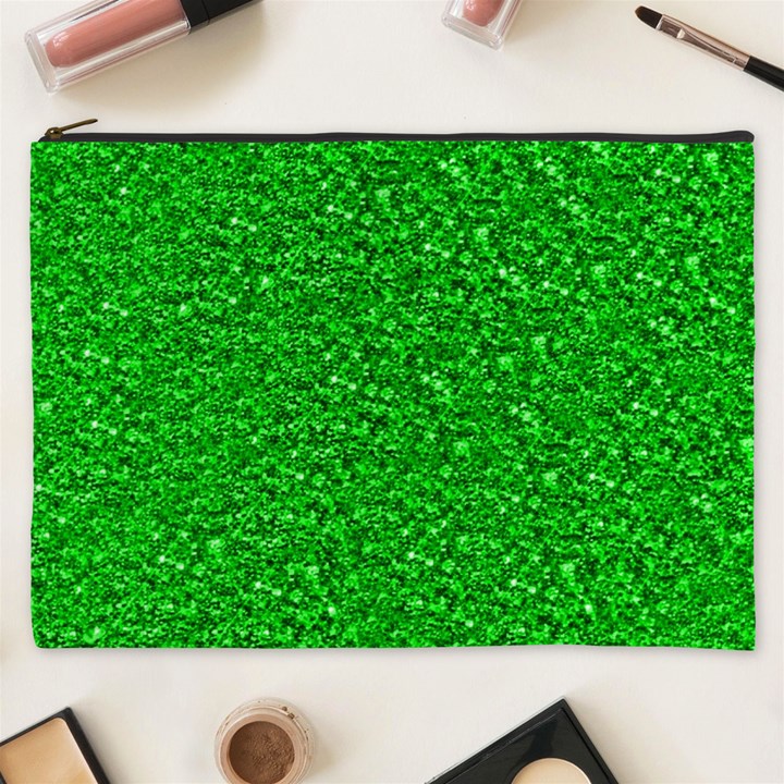 Sparkling Glitter Neon Green Cosmetic Bag (XXXL) 