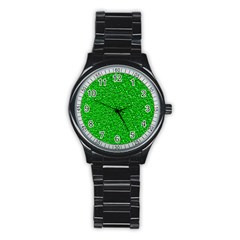 Sparkling Glitter Neon Green Stainless Steel Round Watches by ImpressiveMoments