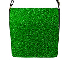 Sparkling Glitter Neon Green Flap Messenger Bag (l) 