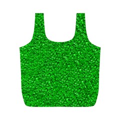 Sparkling Glitter Neon Green Full Print Recycle Bags (m) 