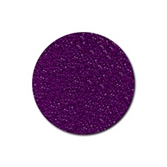 Sparkling Glitter Plum Rubber Round Coaster (4 Pack) 