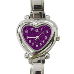 Sparkling Glitter Plum Heart Italian Charm Watch