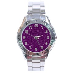 Sparkling Glitter Plum Stainless Steel Men s Watch