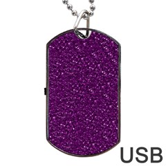 Sparkling Glitter Plum Dog Tag Usb Flash (one Side)