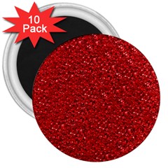 Sparkling Glitter Red 3  Magnets (10 Pack) 