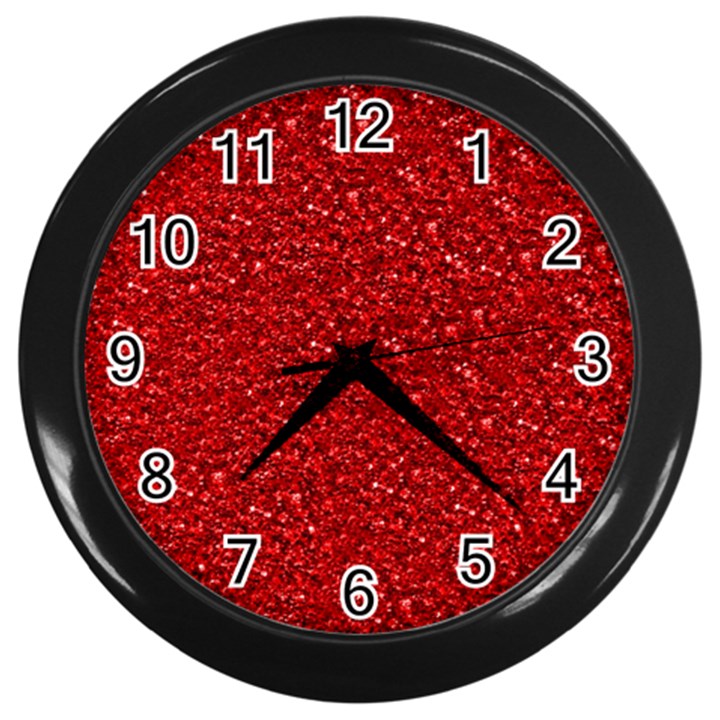 Sparkling Glitter Red Wall Clocks (Black)