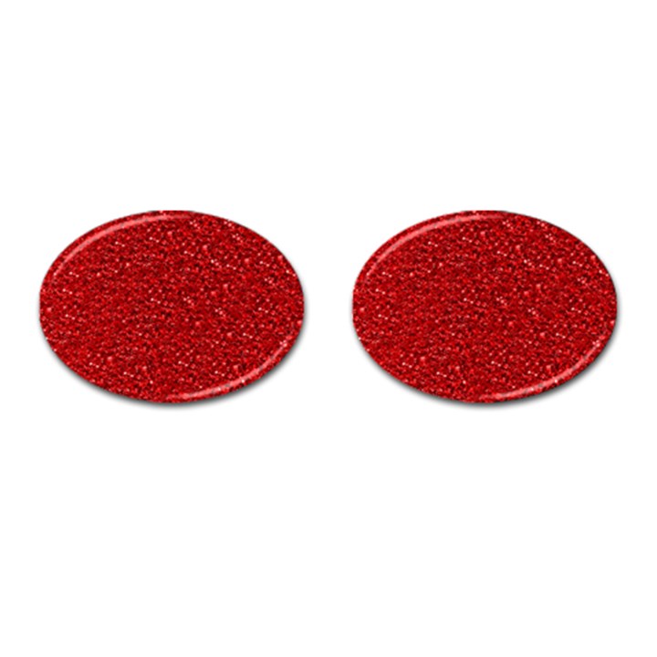 Sparkling Glitter Red Cufflinks (Oval)