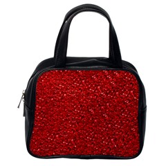 Sparkling Glitter Red Classic Handbags (one Side) by ImpressiveMoments