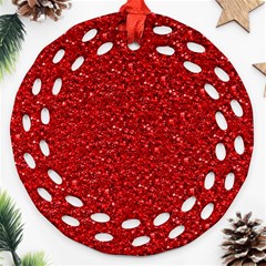 Sparkling Glitter Red Round Filigree Ornament (2side) by ImpressiveMoments