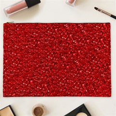 Sparkling Glitter Red Cosmetic Bag (xxl) 