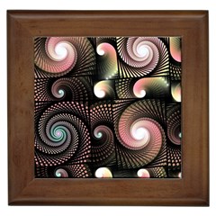 Peach Swirls On Black Framed Tiles