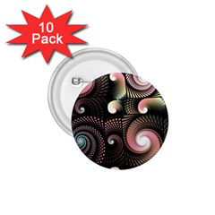 Peach Swirls On Black 1 75  Buttons (10 Pack)