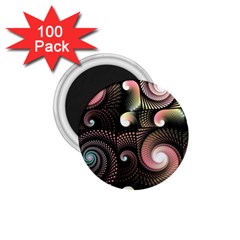 Peach Swirls On Black 1 75  Magnets (100 Pack) 