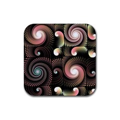 Peach Swirls On Black Rubber Coaster (square) 