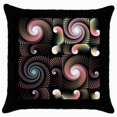 Peach Swirls On Black Throw Pillow Cases (black)