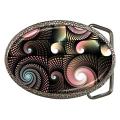 Peach Swirls On Black Belt Buckles