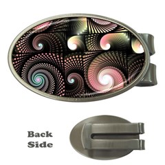 Peach Swirls On Black Money Clips (oval) 