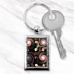 Peach Swirls On Black Key Chains (rectangle)  by KirstenStar