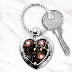 Peach Swirls On Black Key Chains (heart) 