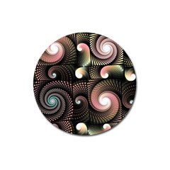 Peach Swirls On Black Magnet 3  (round)