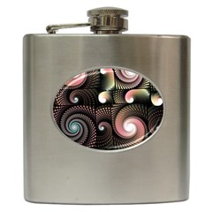 Peach Swirls On Black Hip Flask (6 Oz)