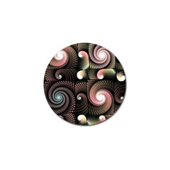 Peach Swirls On Black Golf Ball Marker