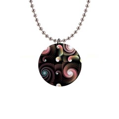 Peach Swirls On Black Button Necklaces