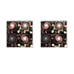 Peach Swirls On Black Cufflinks (square) by KirstenStar