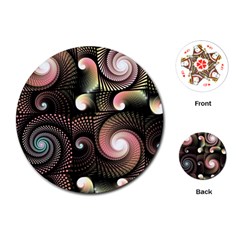 Peach Swirls On Black Playing Cards (round)  by KirstenStar