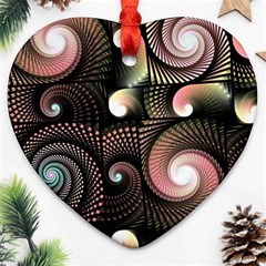 Peach Swirls On Black Heart Ornament (2 Sides) by KirstenStar