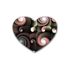 Peach Swirls On Black Heart Coaster (4 Pack) 