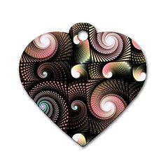 Peach Swirls On Black Dog Tag Heart (one Side)