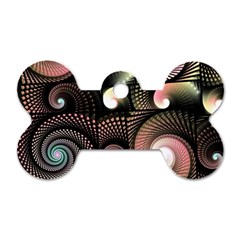 Peach Swirls On Black Dog Tag Bone (two Sides)