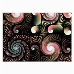 Peach Swirls On Black Large Glasses Cloth