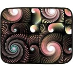 Peach Swirls on Black Fleece Blanket (Mini) 35 x27  Blanket