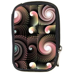 Peach Swirls On Black Compact Camera Cases