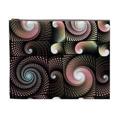 Peach Swirls On Black Cosmetic Bag (xl)