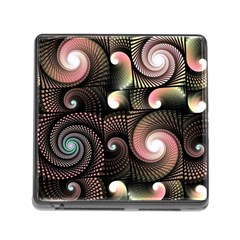 Peach Swirls On Black Memory Card Reader (square)