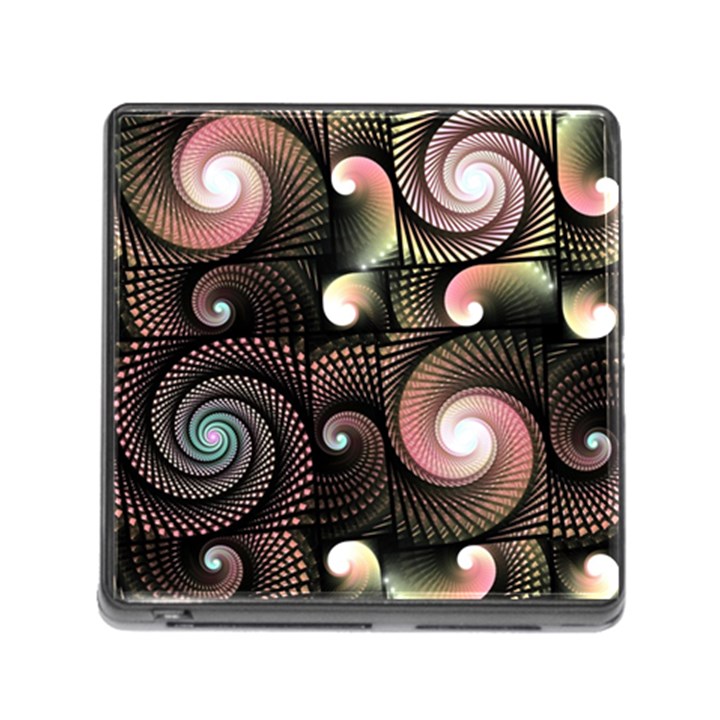 Peach Swirls on Black Memory Card Reader (Square)