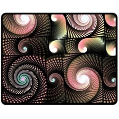 Peach Swirls On Black Fleece Blanket (medium) 