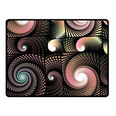 Peach Swirls On Black Fleece Blanket (small) by KirstenStar