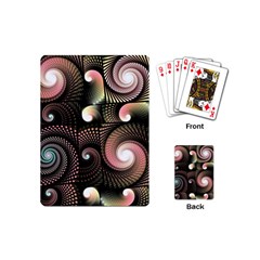 Peach Swirls On Black Playing Cards (mini)  by KirstenStar